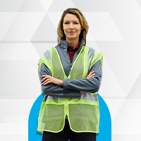 female in high-vis jacket